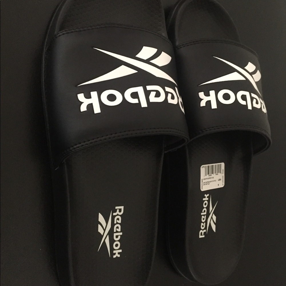 NEW MENS REEBOK CLASSIC SHOWER SLIDES SHOES SZ 12 EH0667 BLACK WITH SHOE BOX - Picture 7 of 9